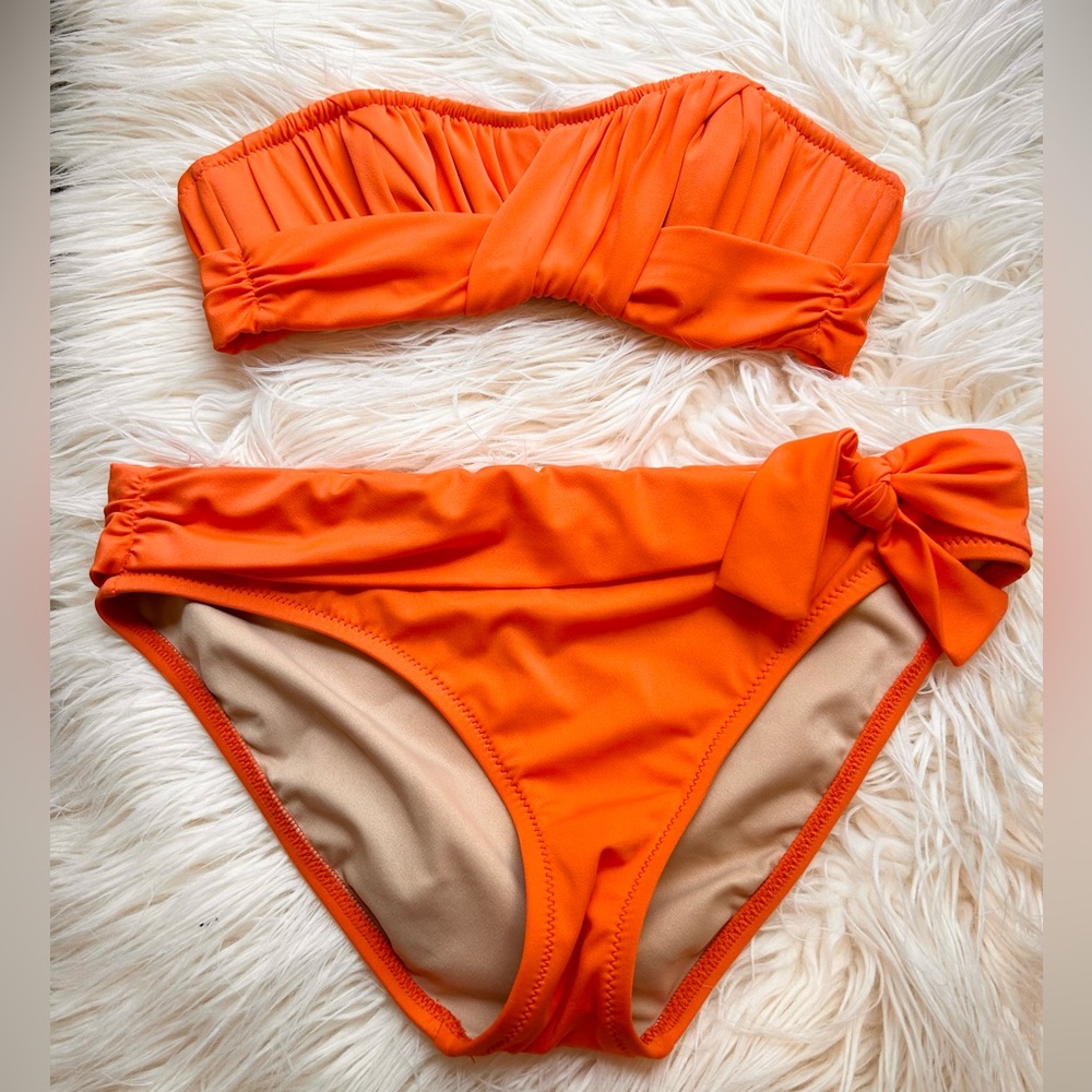 J.CREW Orange strapless Bikini Swimsuit Set XS/S
